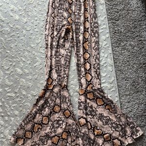 Snake Print Flared Pants